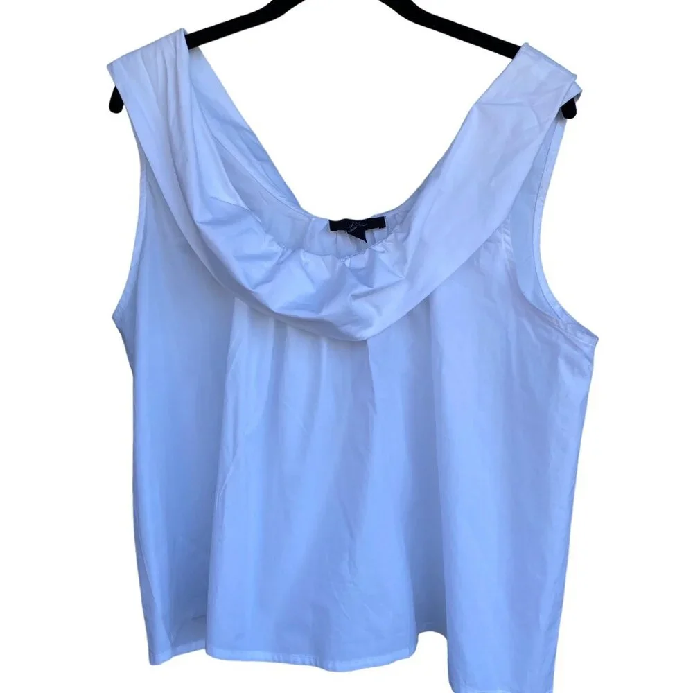 J Crew Tank Top Size Large White Cotton Ruffle Collar Cropped New Flaw - Picture 3 of 12
